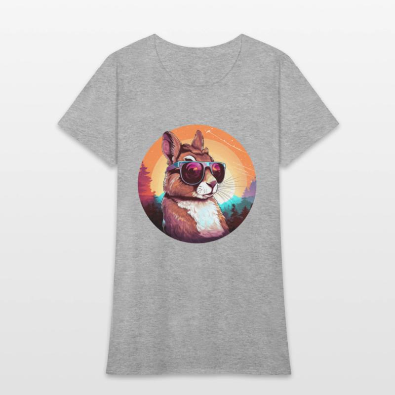 Cool Rabbit in Sunset: Amazed Bunny with