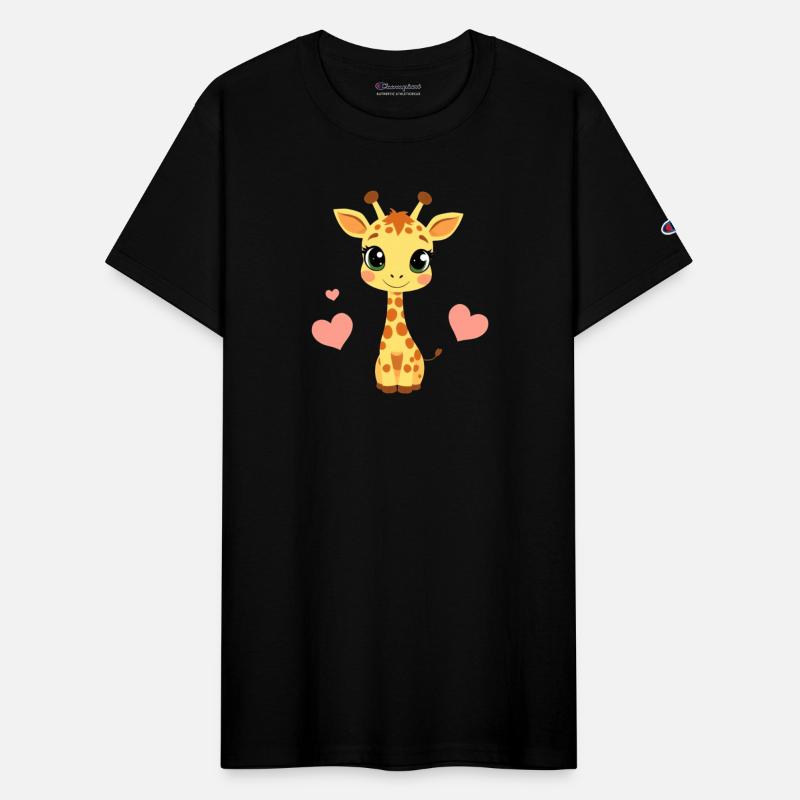 Cute cartoon giraffe with big eyes and heart decor