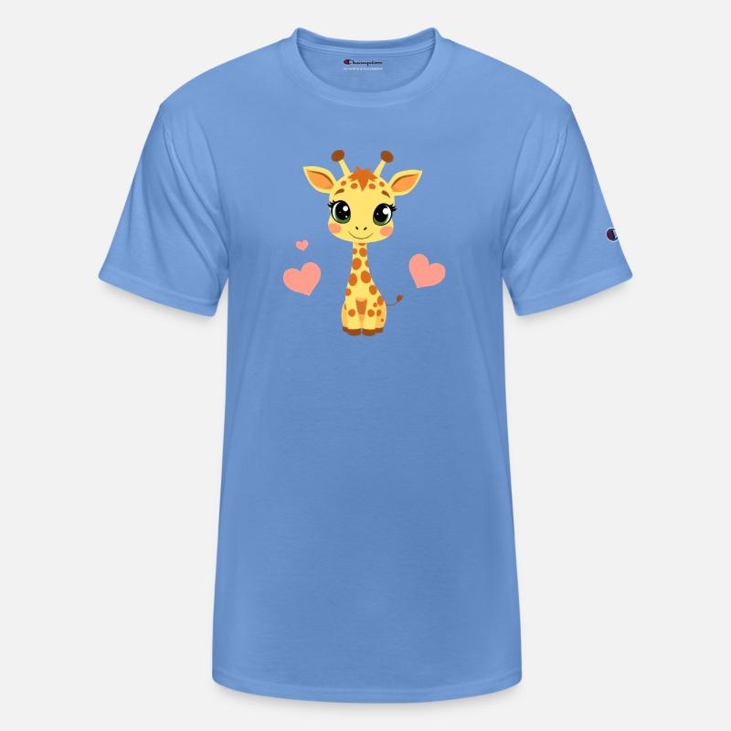 Cute cartoon giraffe with big eyes and heart decor