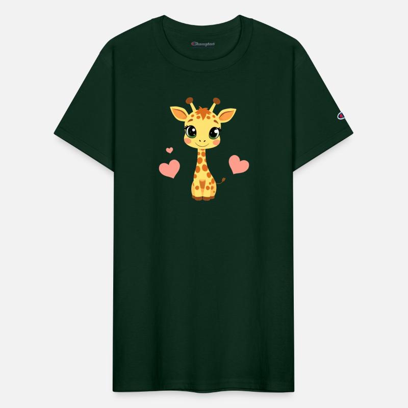Cute cartoon giraffe with big eyes and heart decor