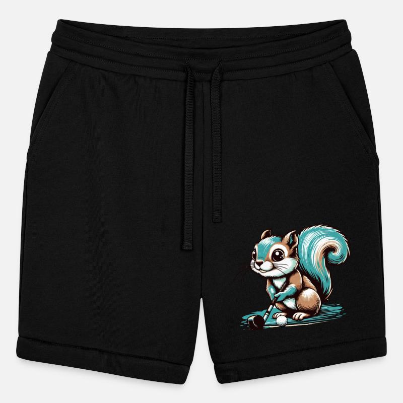 Cute cartoon squirrel playing golf