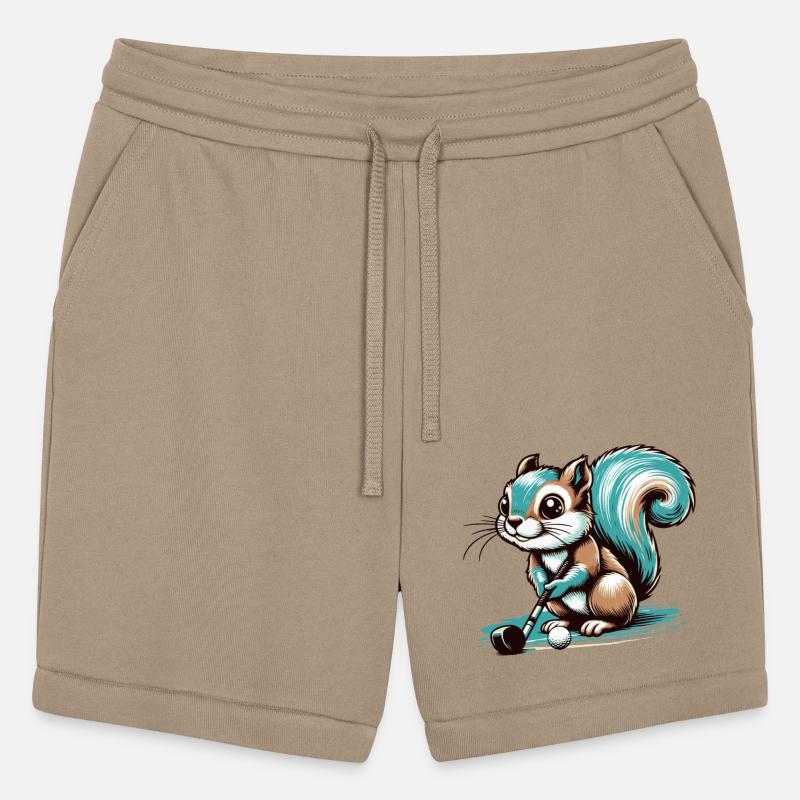 Cute cartoon squirrel playing golf