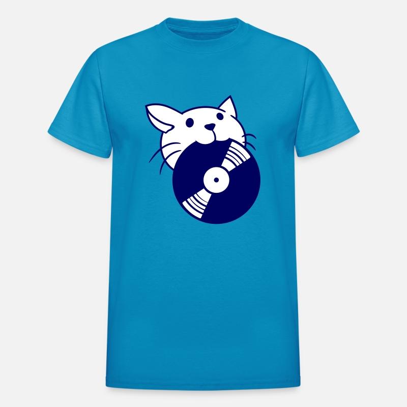 Cute DJ Cat Pet Kitten with Vinyl Record in Mouth