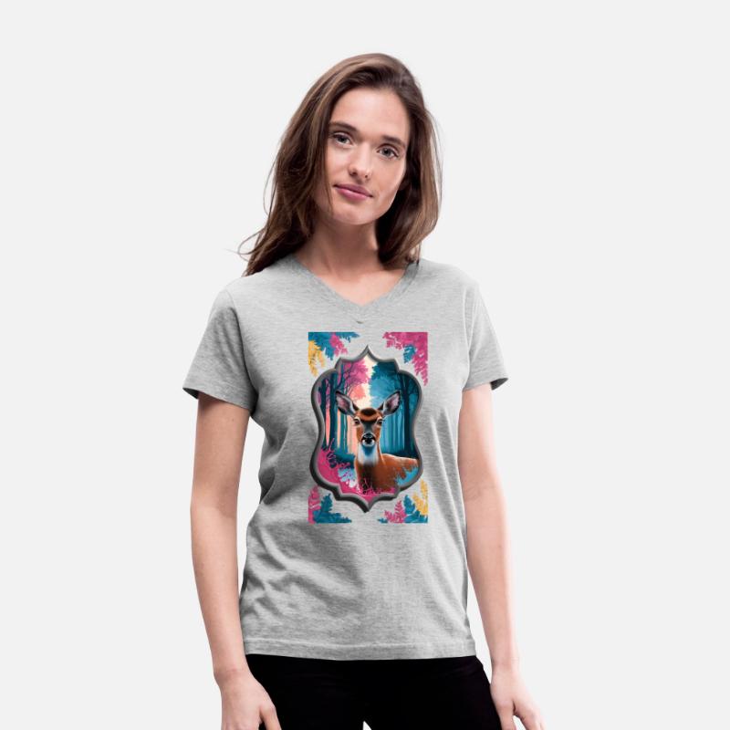 Deer in the forest framed mirror