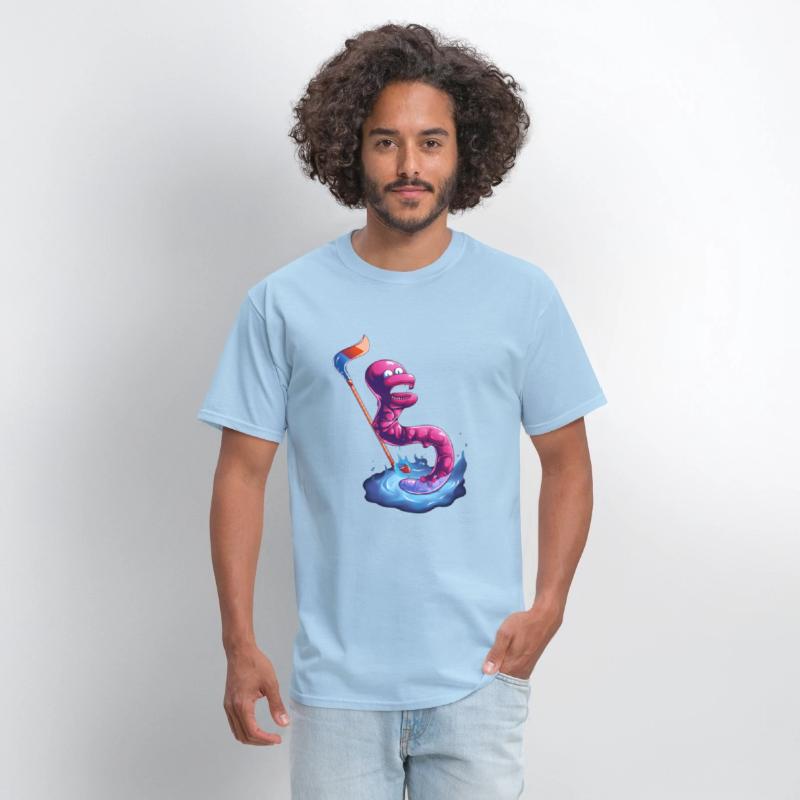 Earthworm Hockey Stick Hockey Player Worm Kawaii