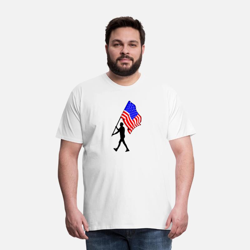 Flag bearer usa man walking