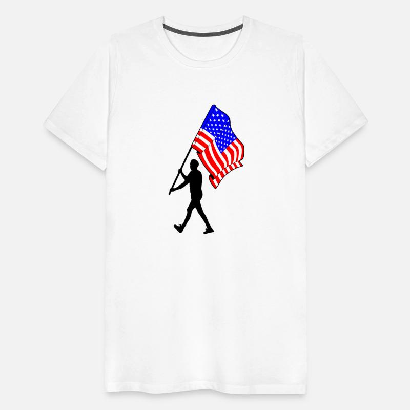 Flag bearer usa man walking