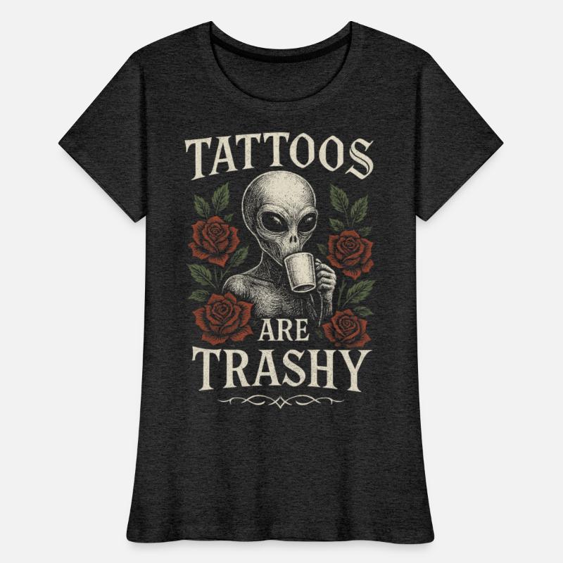 Funny Alien Tattoos Are Trashy Retro Rose Illustra