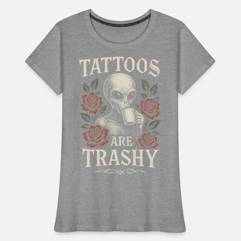 Funny Alien Tattoos Are Trashy Retro Rose Illustra