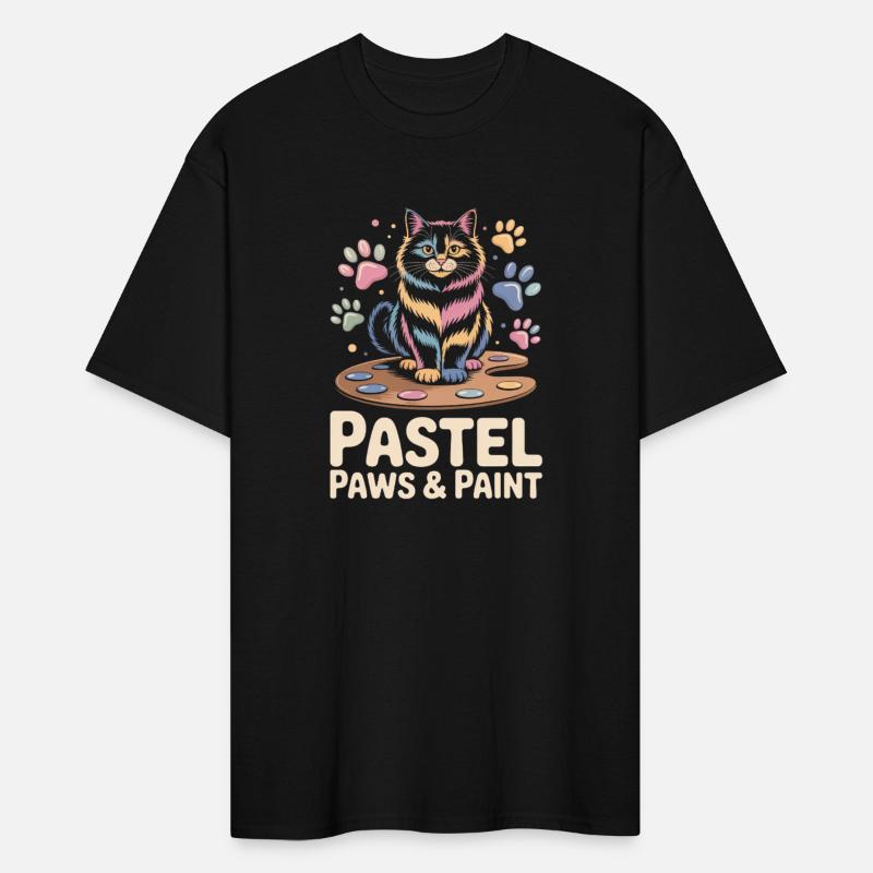 Pastel Paws & Paint Artistic Cat with Painted Paws