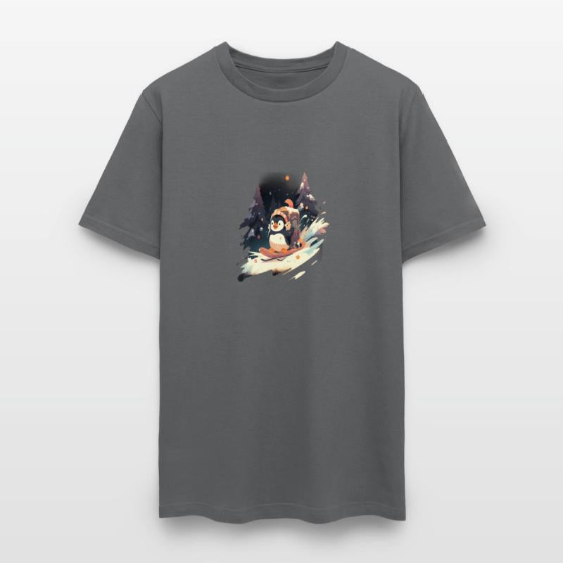 Penguin Riding Sled Sledge Sleighing Snow