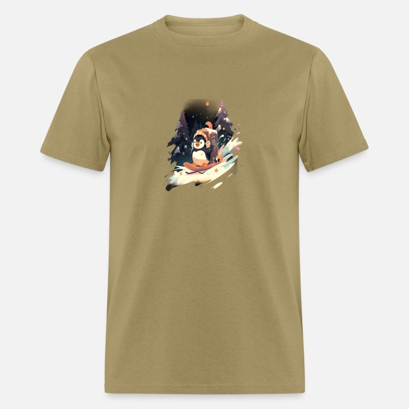 Penguin Riding Sled Sledge Sleighing Snow