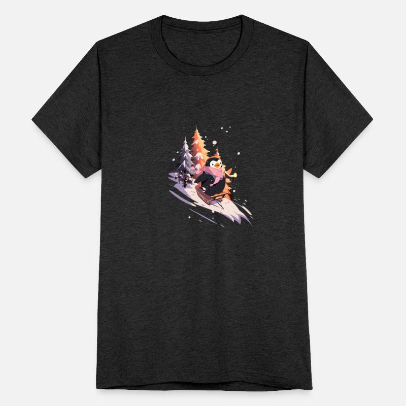 Penguin Riding Sled Sledge Sleighing Snow