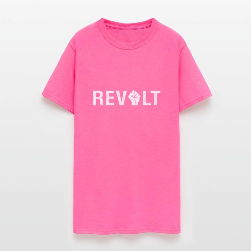 Revolt (white text with raised fist) Protest