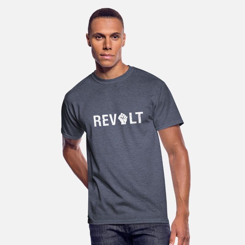 Revolt (white text with raised fist) Protest