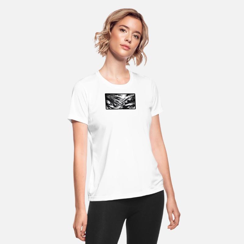 Serene Mountain Forest Ink Illustration