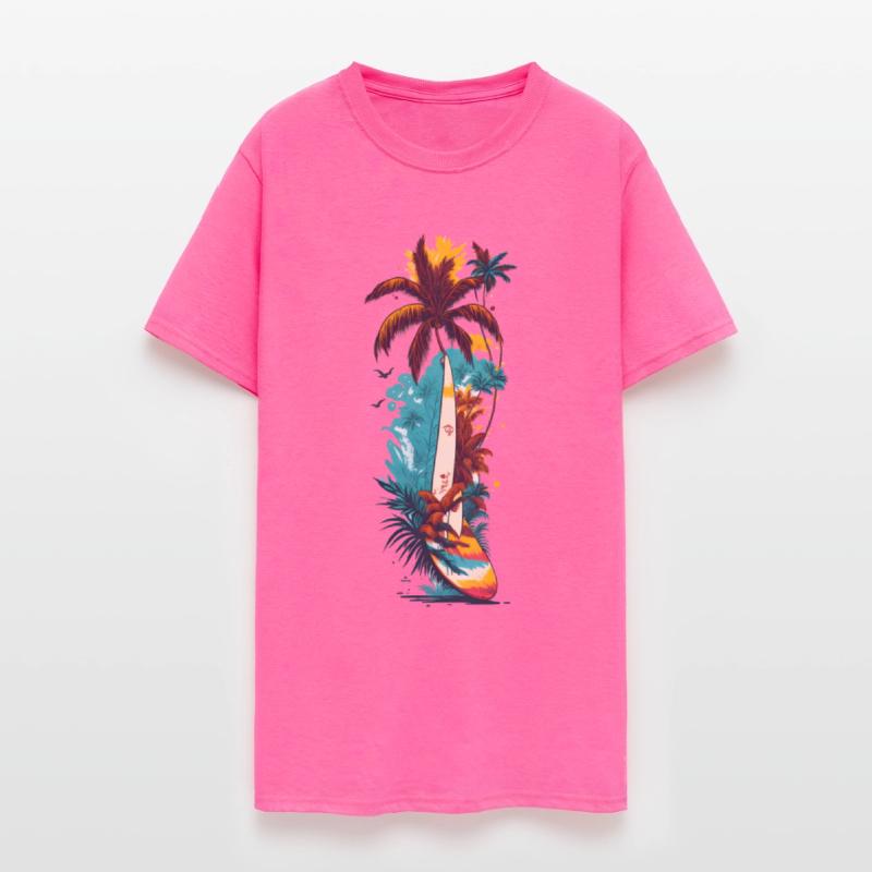 Surfing Board ,waves and Coconut Tree