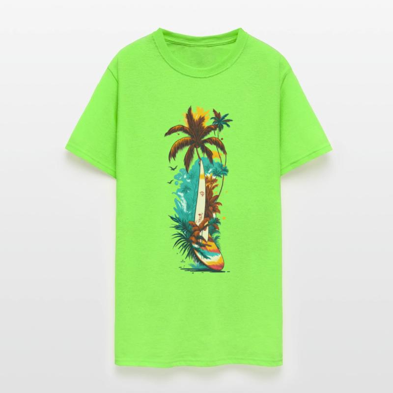 Surfing Board ,waves and Coconut Tree