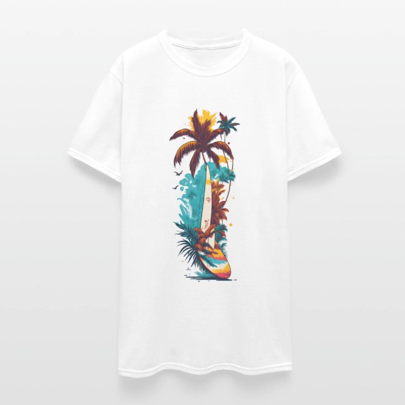 Surfing Board ,waves and Coconut Tree