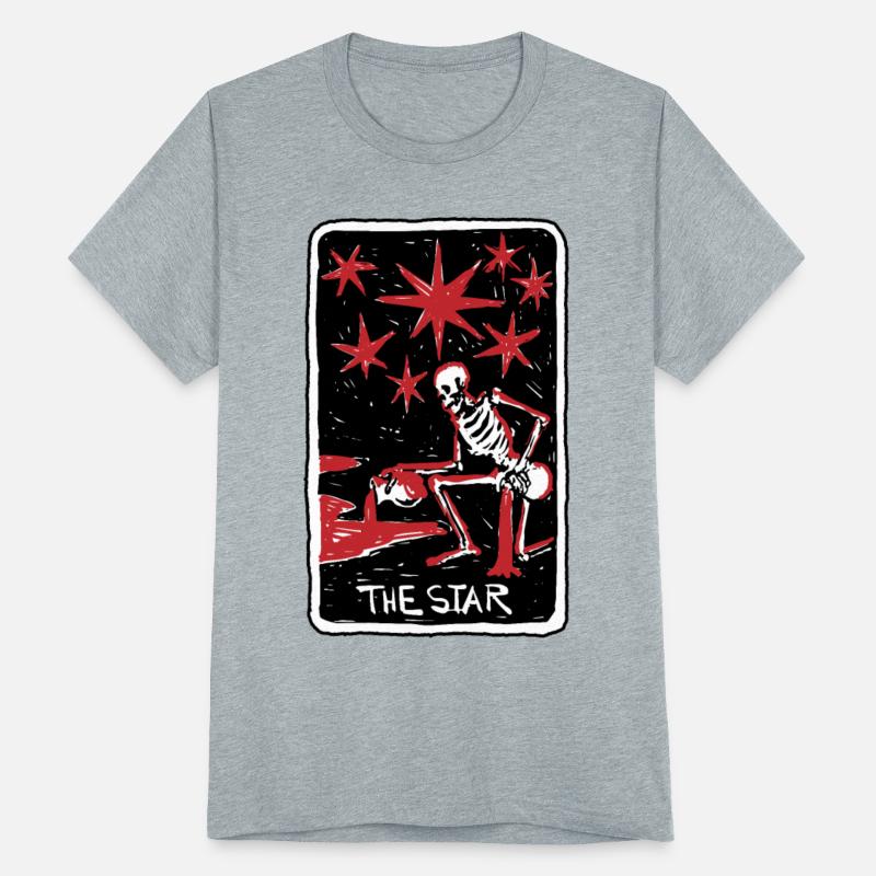 The Star Blood Red Skeleton Skull Tarot Card