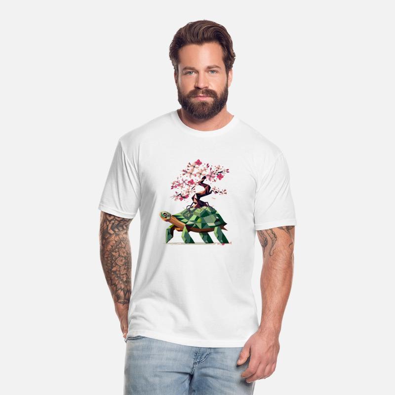 Turtle with blooming cherry blossom bonsai