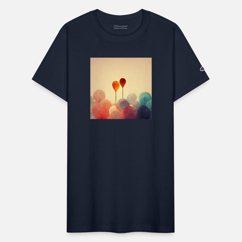 Two Calm Floating Balloons, Minimalist Painting