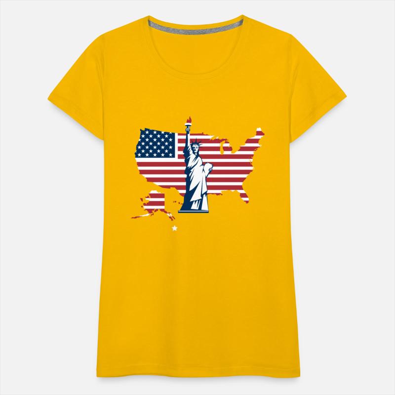 USA American Flag and Statue of Liberty