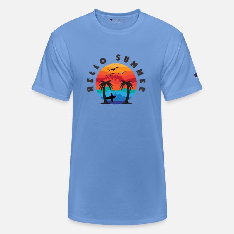 vintage hello summer beach palm trees graphic