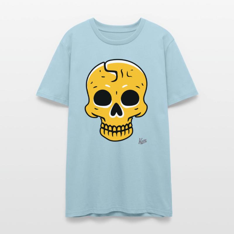 Yellow Cartoon Skull with Crack Graphic Style