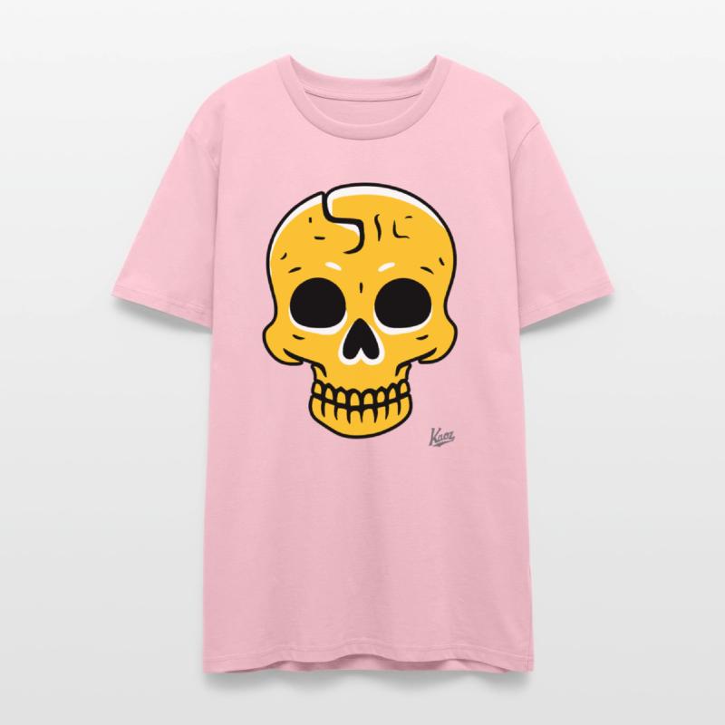 Yellow Cartoon Skull with Crack Graphic Style