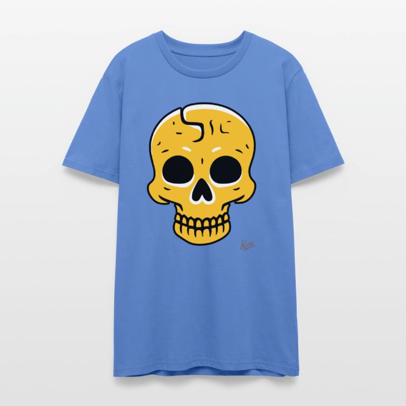 Yellow Cartoon Skull with Crack Graphic Style