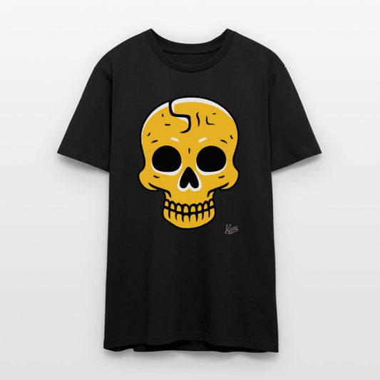 Yellow Cartoon Skull with Crack Graphic Style