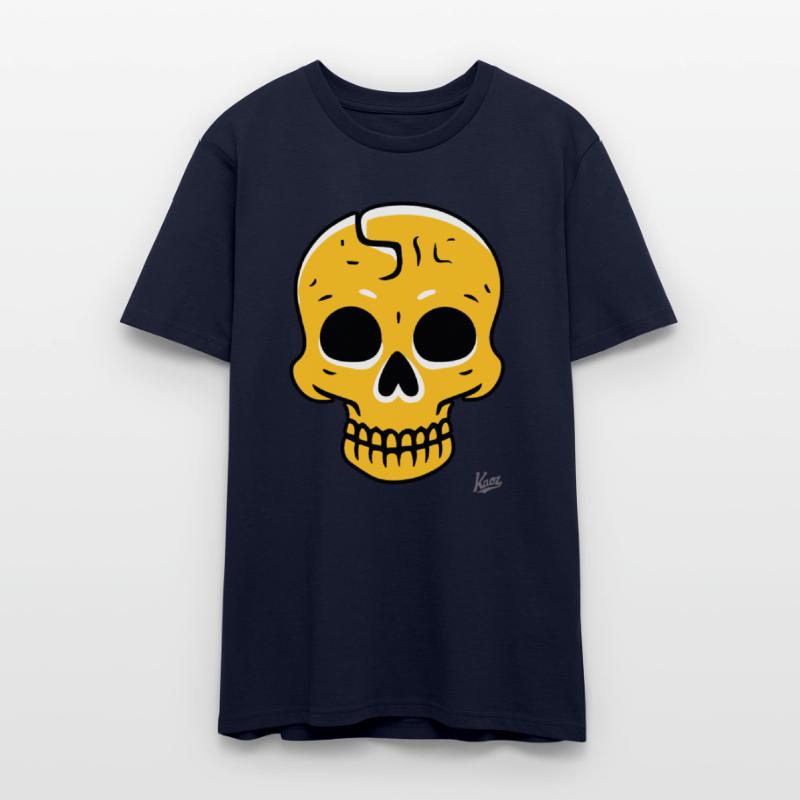 Yellow Cartoon Skull with Crack Graphic Style