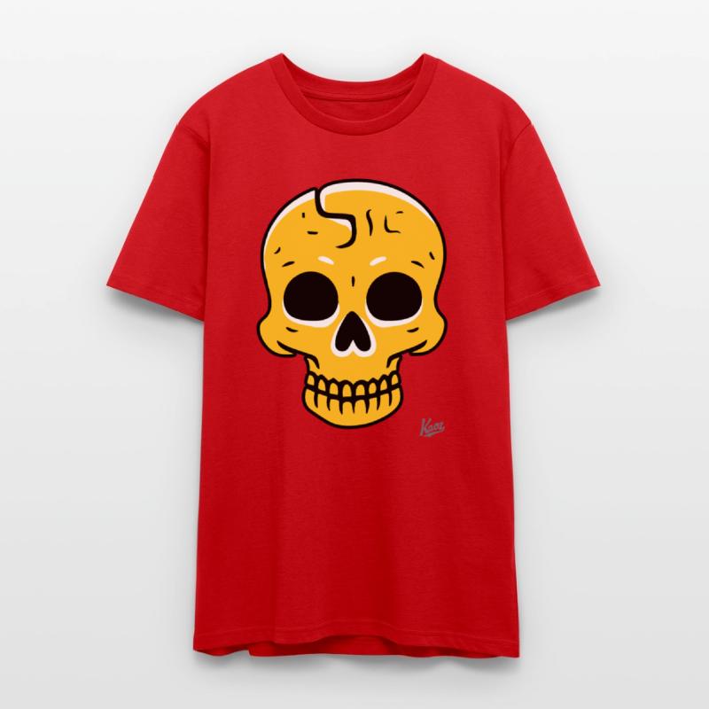 Yellow Cartoon Skull with Crack Graphic Style