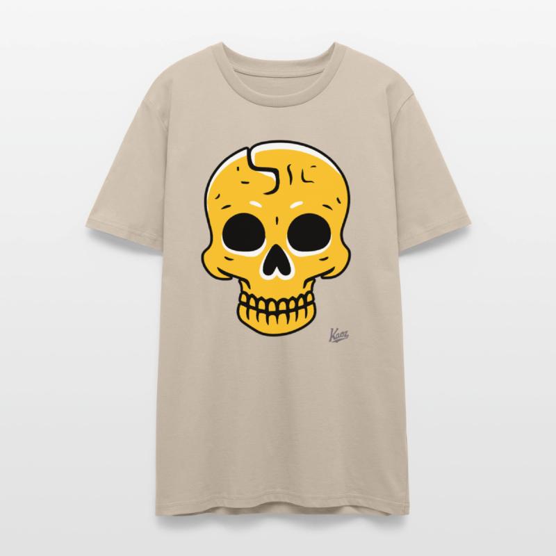 Yellow Cartoon Skull with Crack Graphic Style